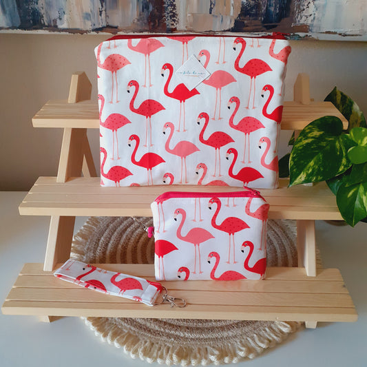 Portachiavi con moschettone - fenicotteri