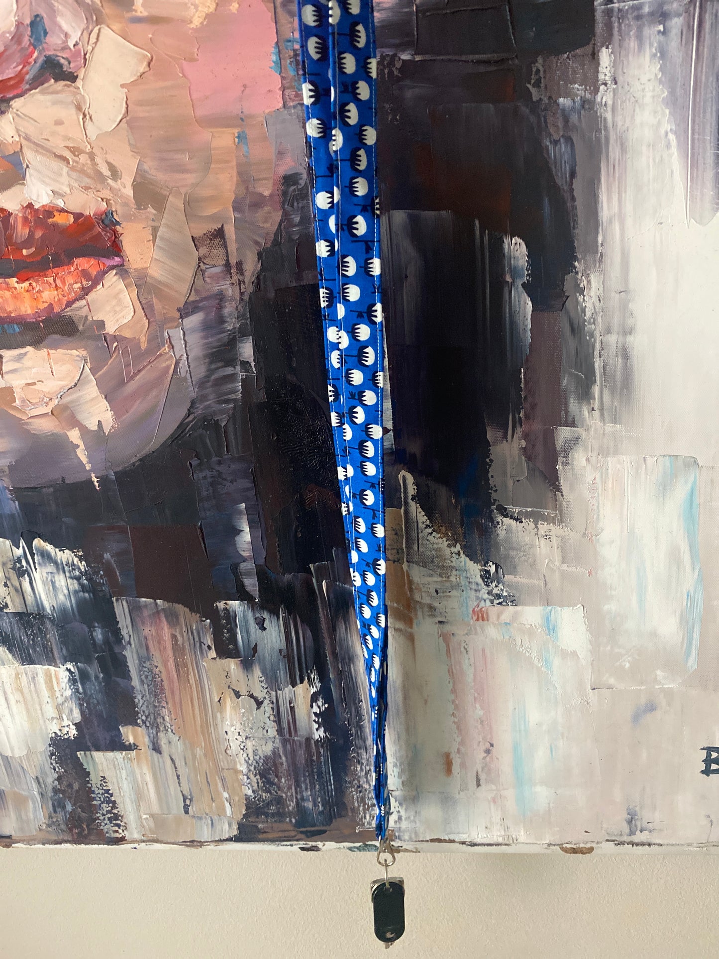 Portachiavi lungo da collo - fiori di cotone