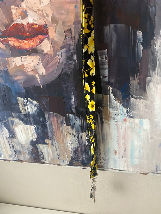 Portachiavi lungo da collo - fiori gialli