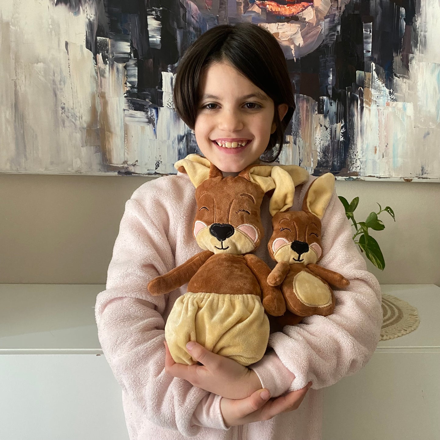 Peluche mamma canguro con cucciolo