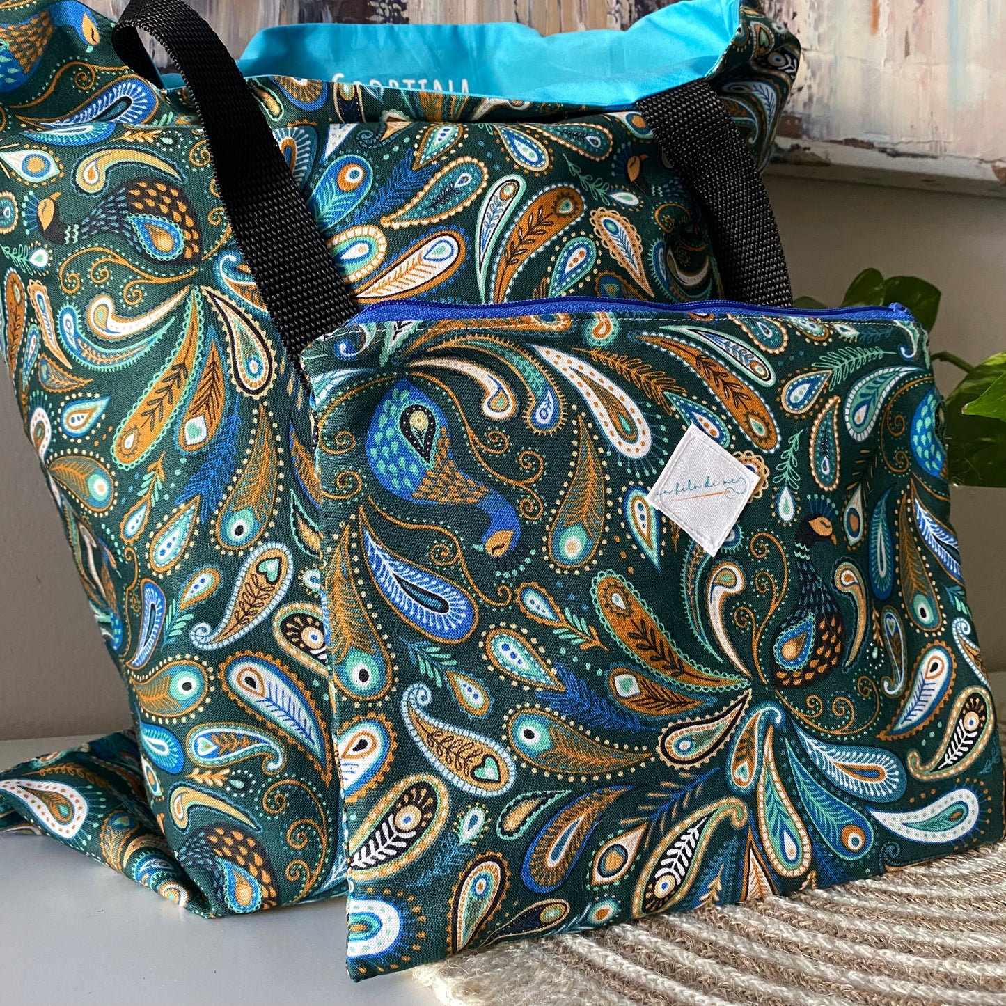 La Sportina + pochette grande -pavone