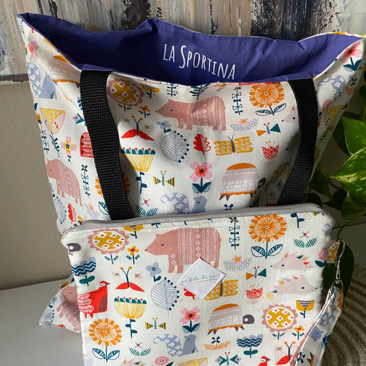 La Sportina + pochette grande animali del bosco con polsino portachiavi (copia)