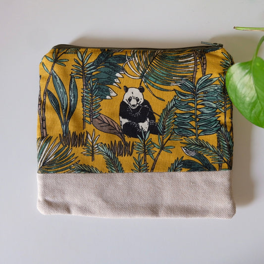 Pochette media con cotone grezzo - panda e bambù